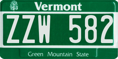 VT license plate ZZW582