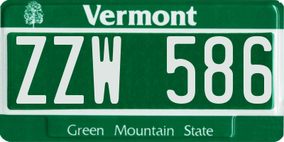 VT license plate ZZW586
