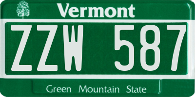 VT license plate ZZW587