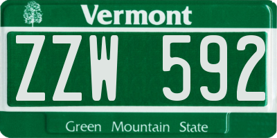 VT license plate ZZW592