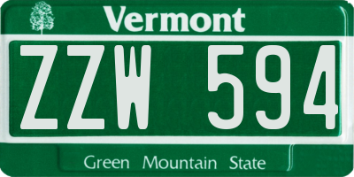 VT license plate ZZW594
