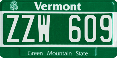 VT license plate ZZW609