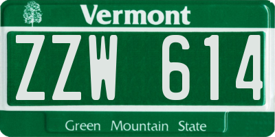 VT license plate ZZW614