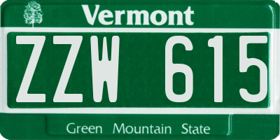 VT license plate ZZW615