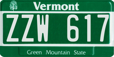 VT license plate ZZW617