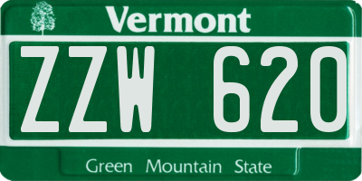 VT license plate ZZW620