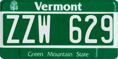VT license plate ZZW629