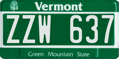 VT license plate ZZW637