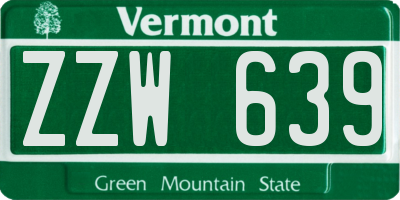 VT license plate ZZW639