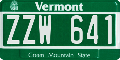 VT license plate ZZW641