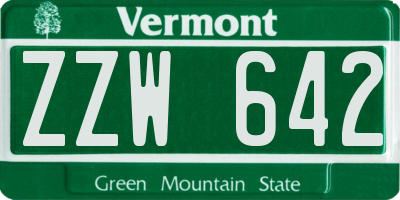 VT license plate ZZW642