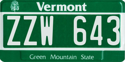 VT license plate ZZW643