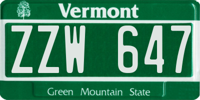 VT license plate ZZW647