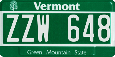 VT license plate ZZW648