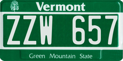 VT license plate ZZW657