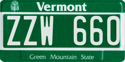 VT license plate ZZW660