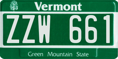 VT license plate ZZW661