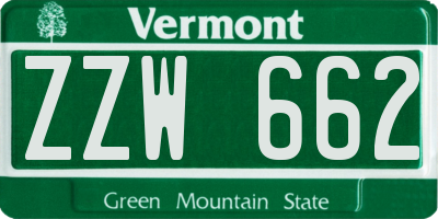 VT license plate ZZW662