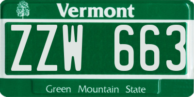VT license plate ZZW663