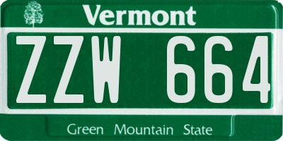 VT license plate ZZW664