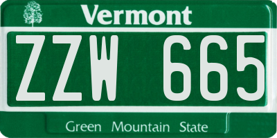 VT license plate ZZW665
