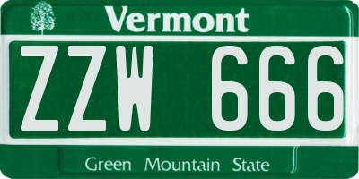 VT license plate ZZW666