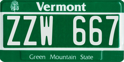 VT license plate ZZW667