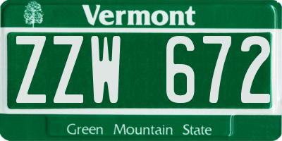 VT license plate ZZW672
