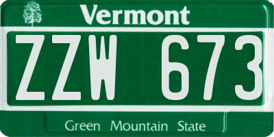 VT license plate ZZW673