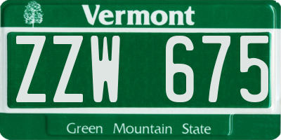 VT license plate ZZW675