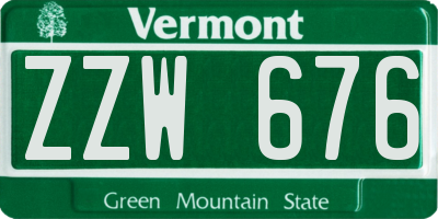 VT license plate ZZW676
