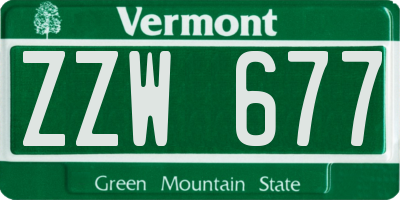 VT license plate ZZW677
