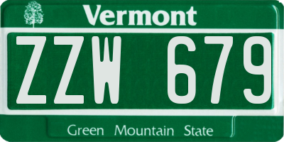 VT license plate ZZW679
