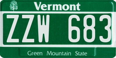 VT license plate ZZW683