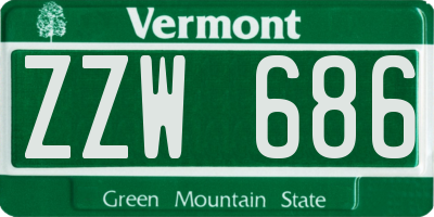 VT license plate ZZW686