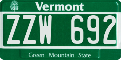 VT license plate ZZW692