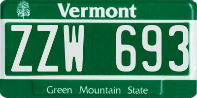 VT license plate ZZW693