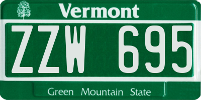 VT license plate ZZW695