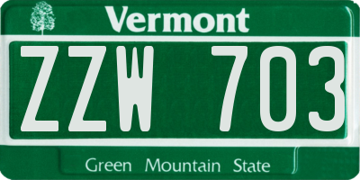 VT license plate ZZW703