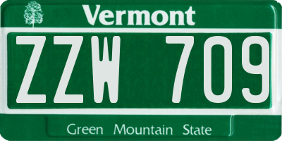 VT license plate ZZW709