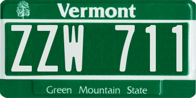 VT license plate ZZW711