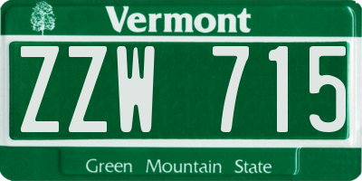 VT license plate ZZW715