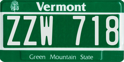 VT license plate ZZW718