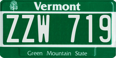 VT license plate ZZW719