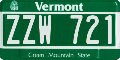 VT license plate ZZW721