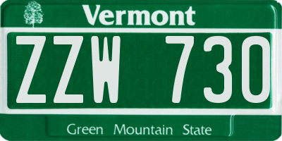 VT license plate ZZW730