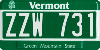 VT license plate ZZW731