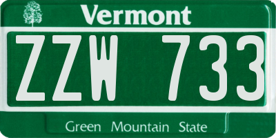 VT license plate ZZW733