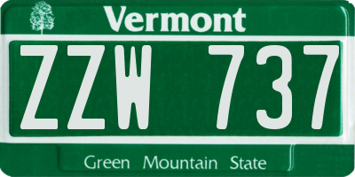 VT license plate ZZW737