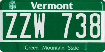 VT license plate ZZW738